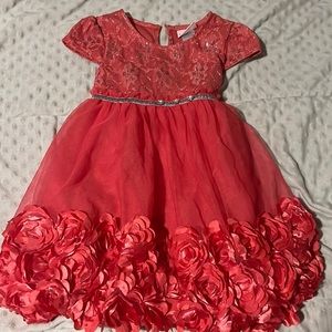 Girls size 5 pink flower dress little lass